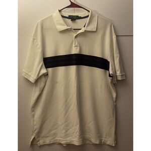 Lauren Ralph Lauren Green Label Polo‎ Shirt White Blue Striped Sz L